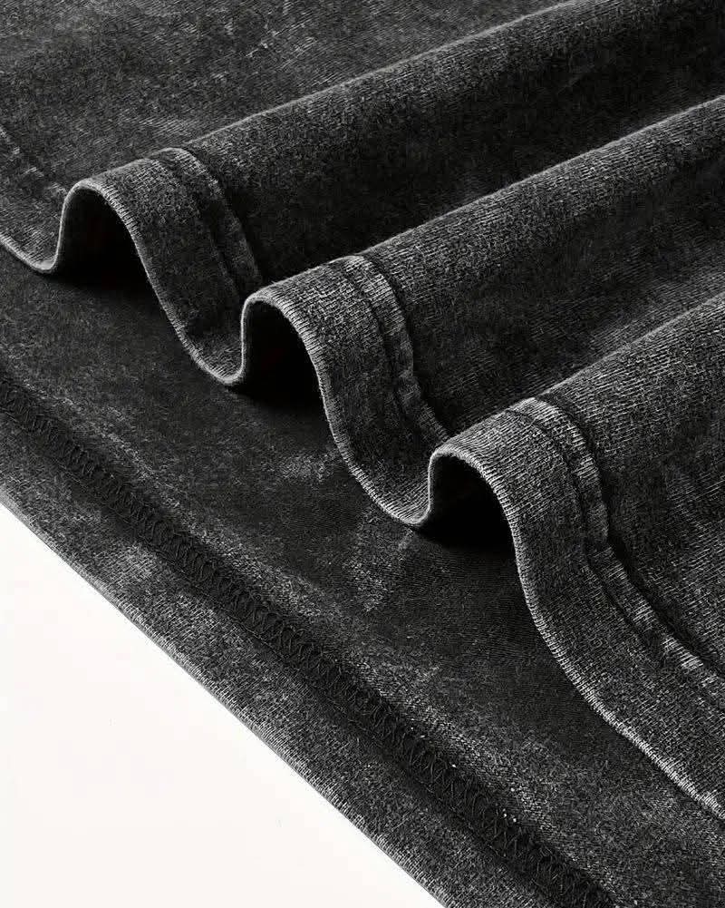 ACID WASH DROP SHOULDER T-SHIRT (BLACK) - Image 2